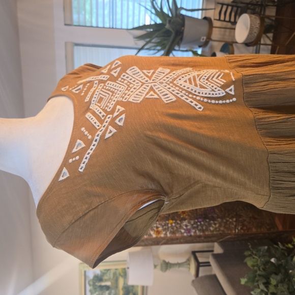 Free People Cotton Keyhole Embroidered Boho Cottagecore Maxi Dress Small - Picture 3 of 9